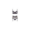 Soutien-gorge dentelle, porte-jarretelles et string ouvert noir 